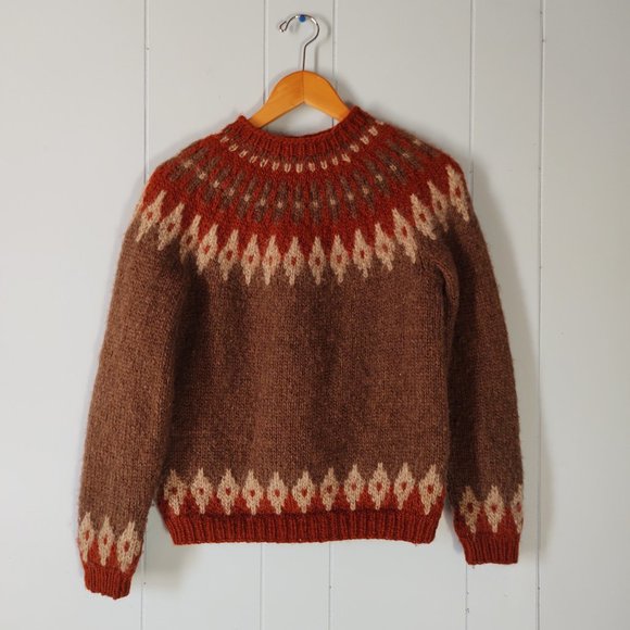 Hand Knit Sweaters - Beautiful Hand Knit Vintage Wool Mock Turtleneck Sweater